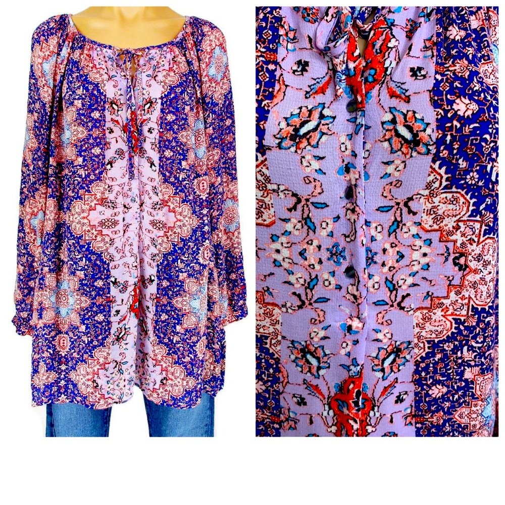 Lucky Brand Paisley Button Down Shirt Size L